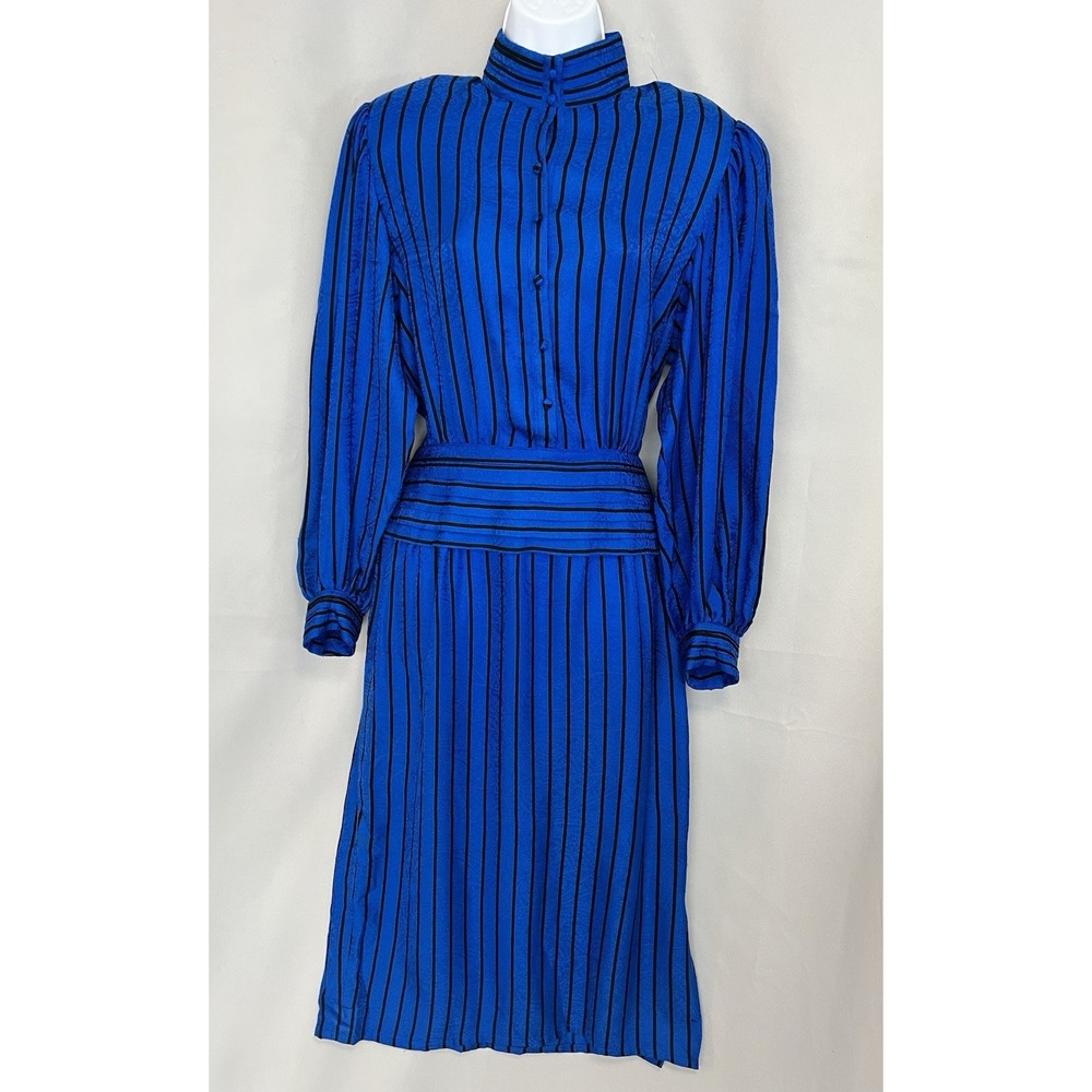 VTG Francesca Of Damon for Starington Wool/Silk Midi Dress Royal Blue Retro 70s
